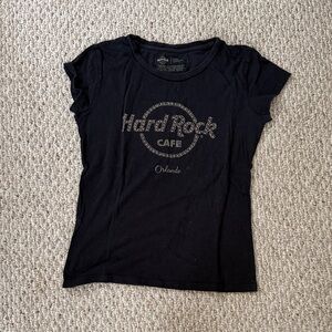 Hard Rock Cafe Black Gold Beading Short Sleeve Tee size M